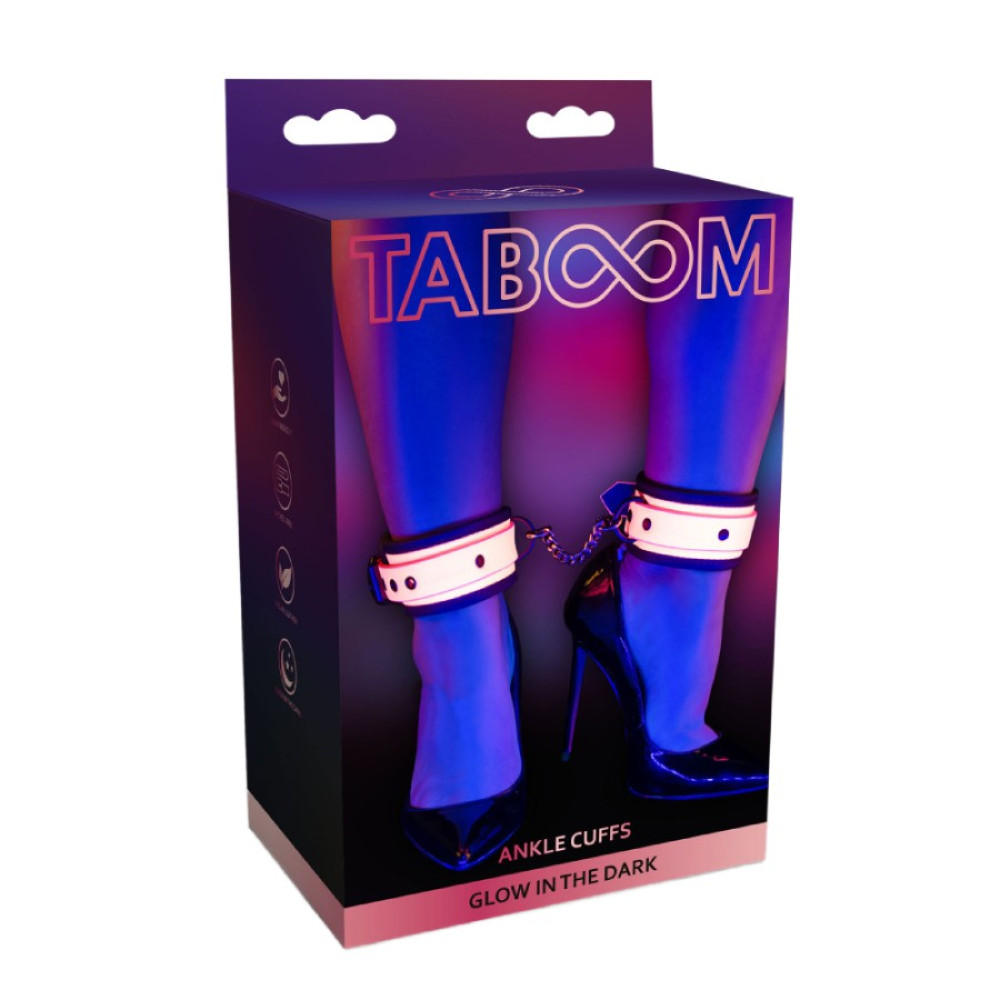 Поножи светящиеся в темноте Taboom Ankle Cuffs, розовые, фото №0 — секс шоп Украина, NO TABOO