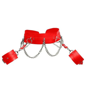Пояс с наручниками Candy Hero Fet 28 полиуретановый, красный, One Size - No Taboo