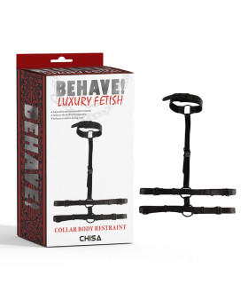 Бондаж зі штучної шкіри Chisa BEHAVE! Luxuny fetish з нашийником, чорний - No Taboo