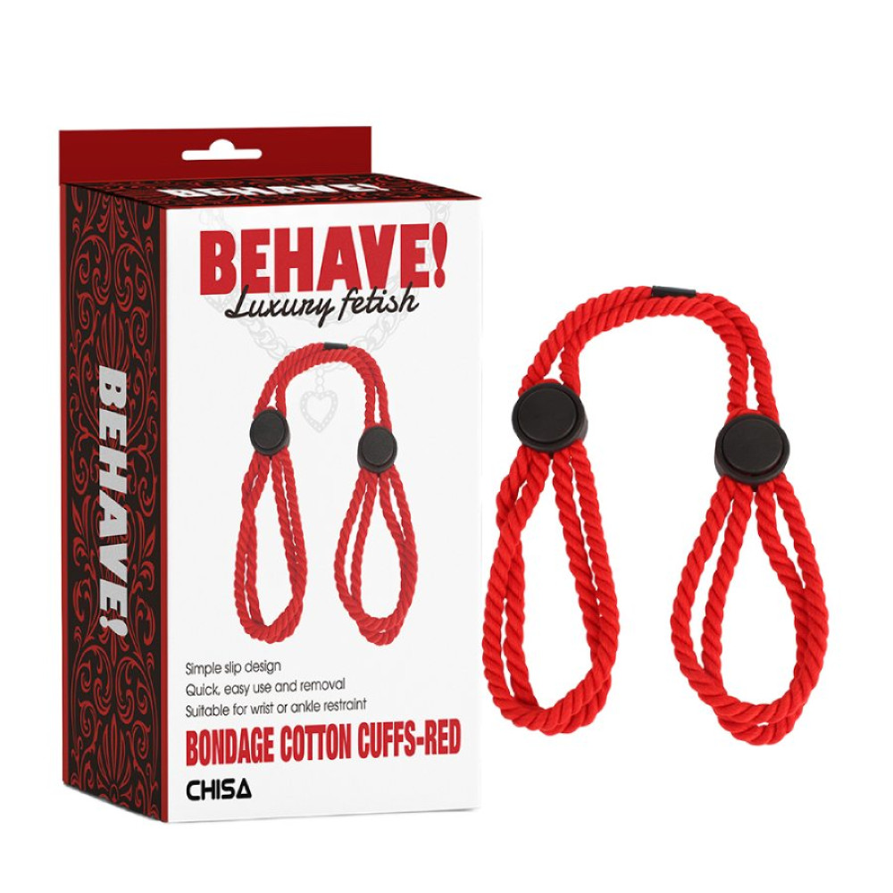 Бондаж-манжеты Chisa BEHAVE! Luxuny фетиш красные, 45 х 3 см, фото №0 — секс шоп Украина, NO TABOO