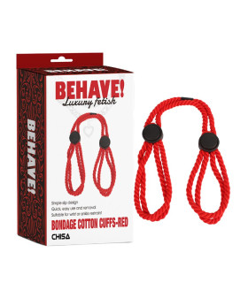 Бондаж-манжеты Chisa BEHAVE! Luxuny фетиш красные, 45 х 3 см - No Taboo