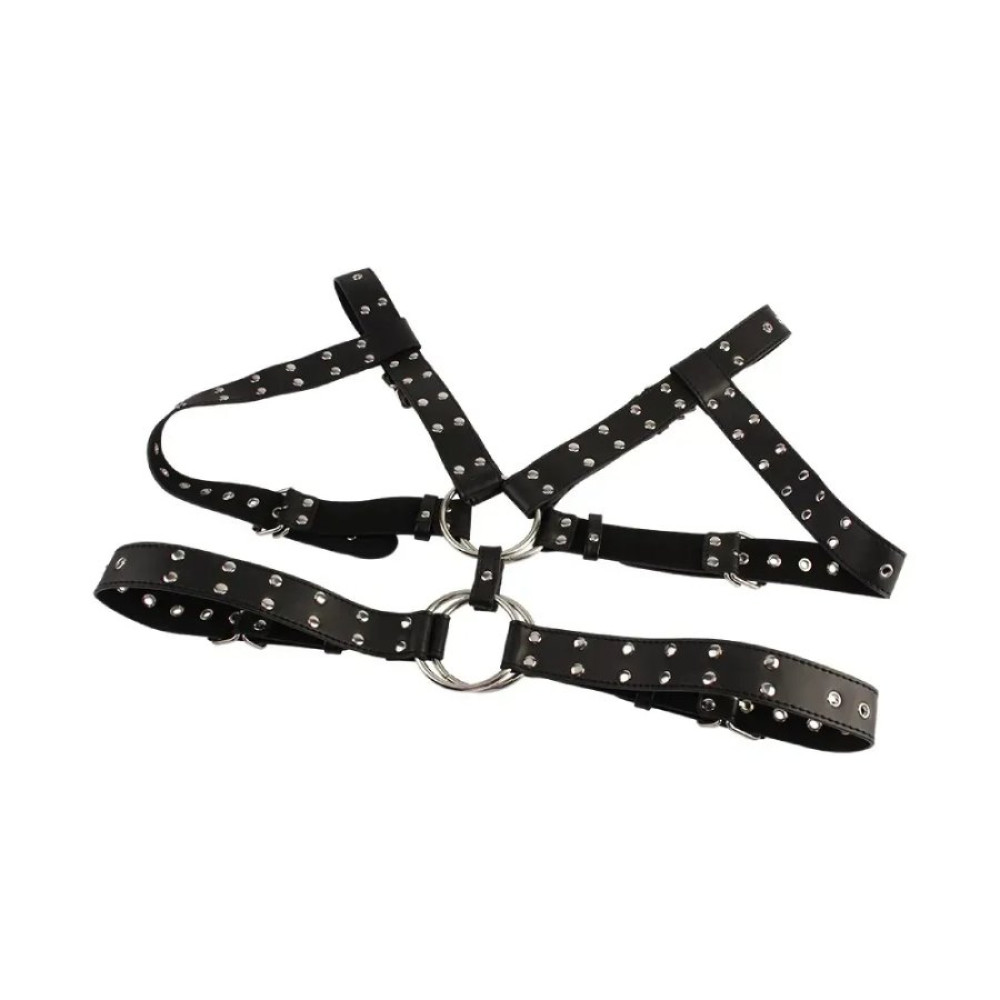 Портупея-бондаж Chisa BEHAVE! Luxury Fetish из искусственной кожи, черная, One Size, фото №2 — секс шоп Украина, NO TABOO