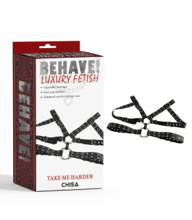 Портупея-бондаж Chisa BEHAVE! Luxury Fetish зі штучної шкіри, чорна, One Size - No Taboo