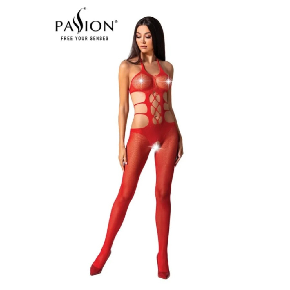 Эротический комбинезон Passion BS084, S-L, с интимным доступом, в мелкую и крупную сетку, красный , фото №0 — секс шоп Украина, NO TABOO