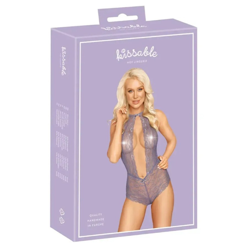 Лиловое кружевное боди S/M, фото №3 — секс шоп Украина, NO TABOO