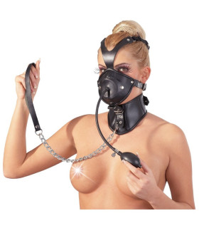 Leather Head Mask - Маска с кляпом и ошейником - No Taboo