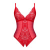 Боди кружевное Obsessive Chilisa с открытым доступом, красное, XS-S, фото №3 — секс шоп Украина, NO TABOO
