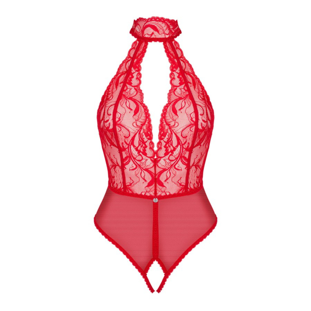 Боди кружевное Obsessive Dagmarie с интимным доступом, черное, XS-S, фото №3 — секс шоп Украина, NO TABOO