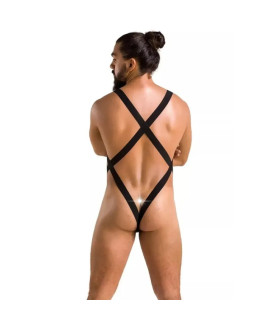 Чоловічий боді Passion Men Leon, XXL/XXXL, в дрібну сітку, чорне - No Taboo
