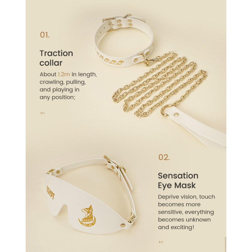 Набор БДСМ Roomfun Egyptian Cat Bondage Kit 9 предметов, белый, фото №16 — секс шоп Украина, NO TABOO