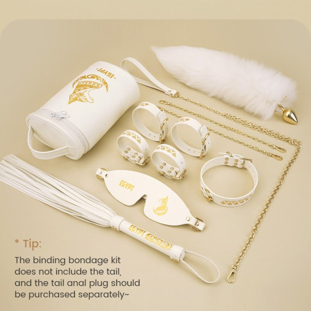 Набор БДСМ Roomfun Egyptian Cat Bondage Kit 9 предметов, белый, фото №20 — секс шоп Украина, NO TABOO