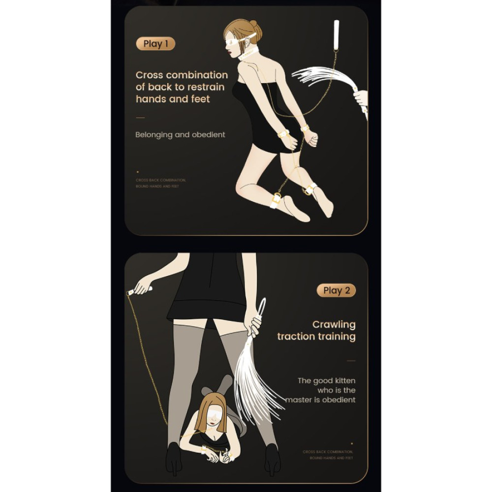Набор БДСМ Roomfun Egyptian Cat Bondage Kit 9 предметов, белый, фото №25 — секс шоп Украина, NO TABOO