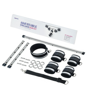 Набор для бондажа Roomfun BDSM Kit с распорками и манжетами, серебристо-чёрный - No Taboo