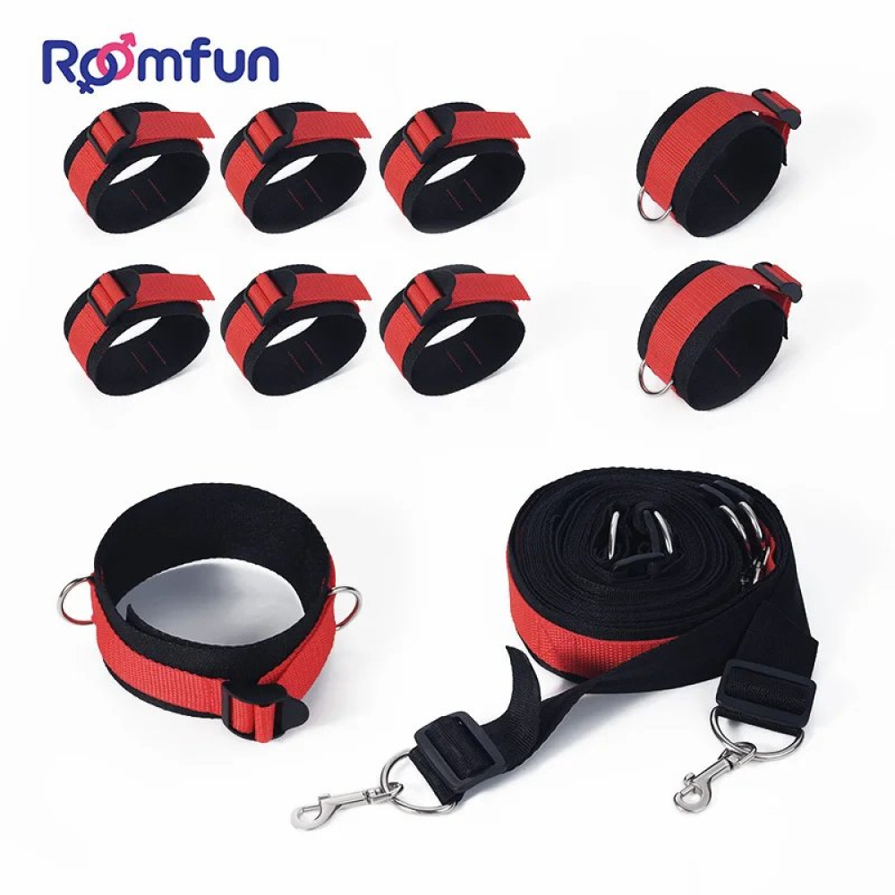 Система фиксации в кровати Roomfun Bedroom Bondage красно-чёрная, фото №5 — секс шоп Украина, NO TABOO