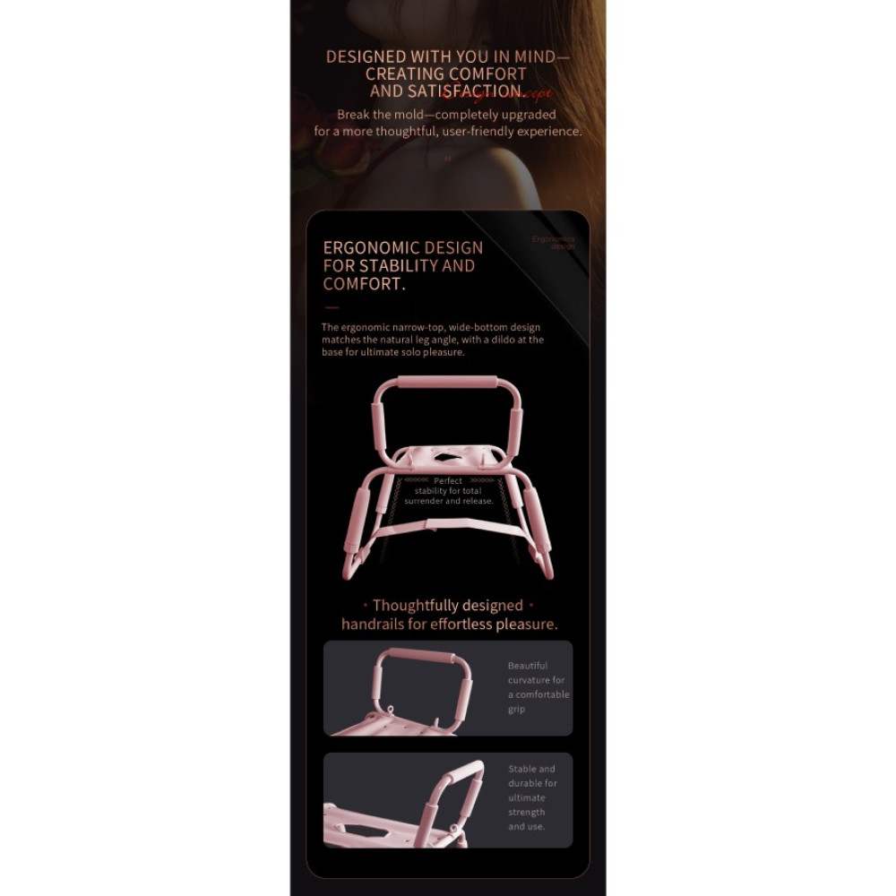 Стул для секса Roomfun Horse Chair регулируемый, розовый, фото №15 — секс шоп Украина, NO TABOO