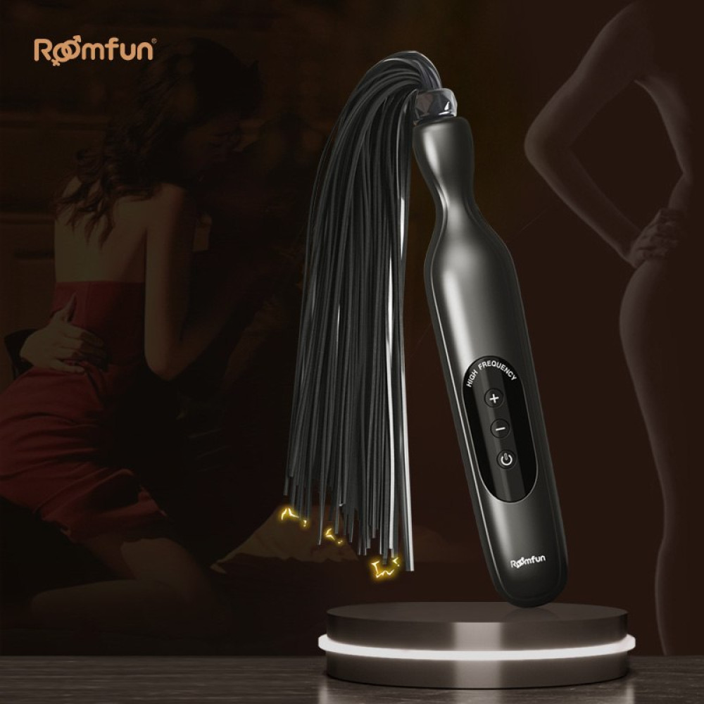 Флогер Roomfun с электростимуляцией, черный, фото №11 — секс шоп Украина, NO TABOO