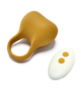 Эрекционное виброкольцо Sweet Em Silky Ring с пультом, желтое, 7.6 х 5.7 см - No Taboo