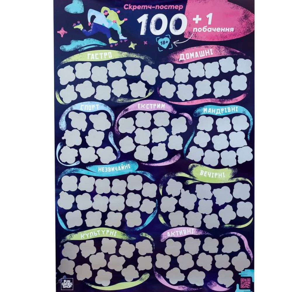 Скретч постер Fun Games Shop 100+1 свидание, на украинском языке, фото №0 — секс шоп Украина, NO TABOO
