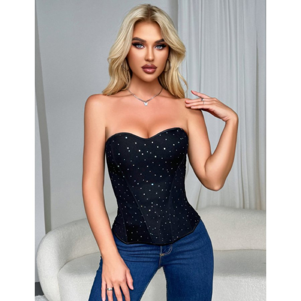 Корсет на молнии Star Night со стразами, черный, XS, фото №0 — секс шоп Украина, NO TABOO