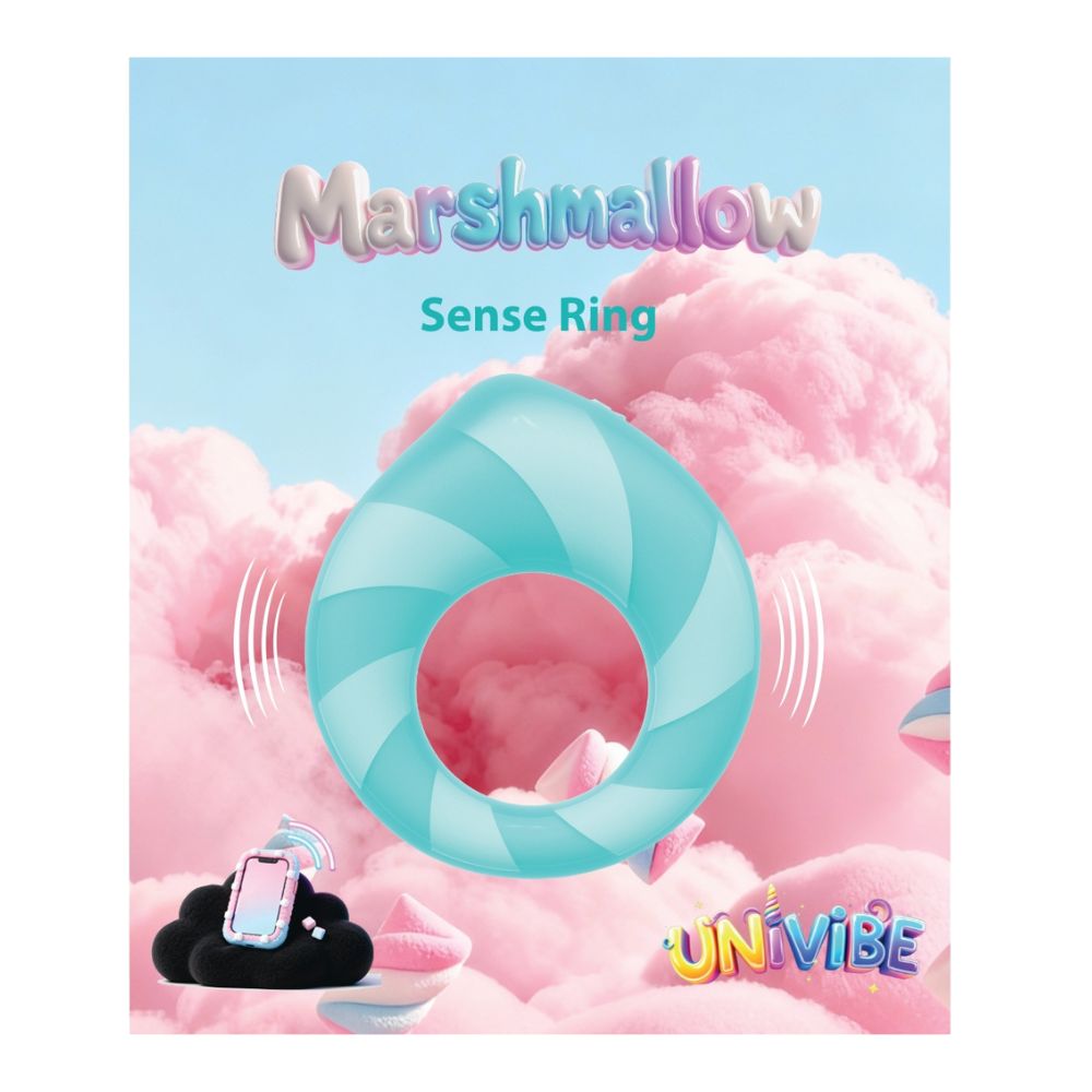 Эрекционное виброкольцо с приложением Univibe Marshmallow Sense Ring голубое, 7.4 х 6.7 см фото №0 — секс игрушки: Украина, NO TABOO