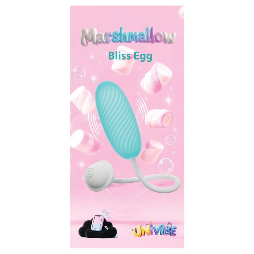 Виброяйцо с приложением Univibe Marshmallow Bliss Egg голубое, 14.7 х 3.8 см фото №0 — секс игрушки: Украина, NO TABOO