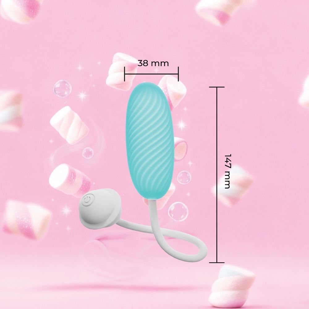Виброяйцо с приложением Univibe Marshmallow Bliss Egg голубое, 14.7 х 3.8 см фото №3 — секс игрушки: Украина, NO TABOO