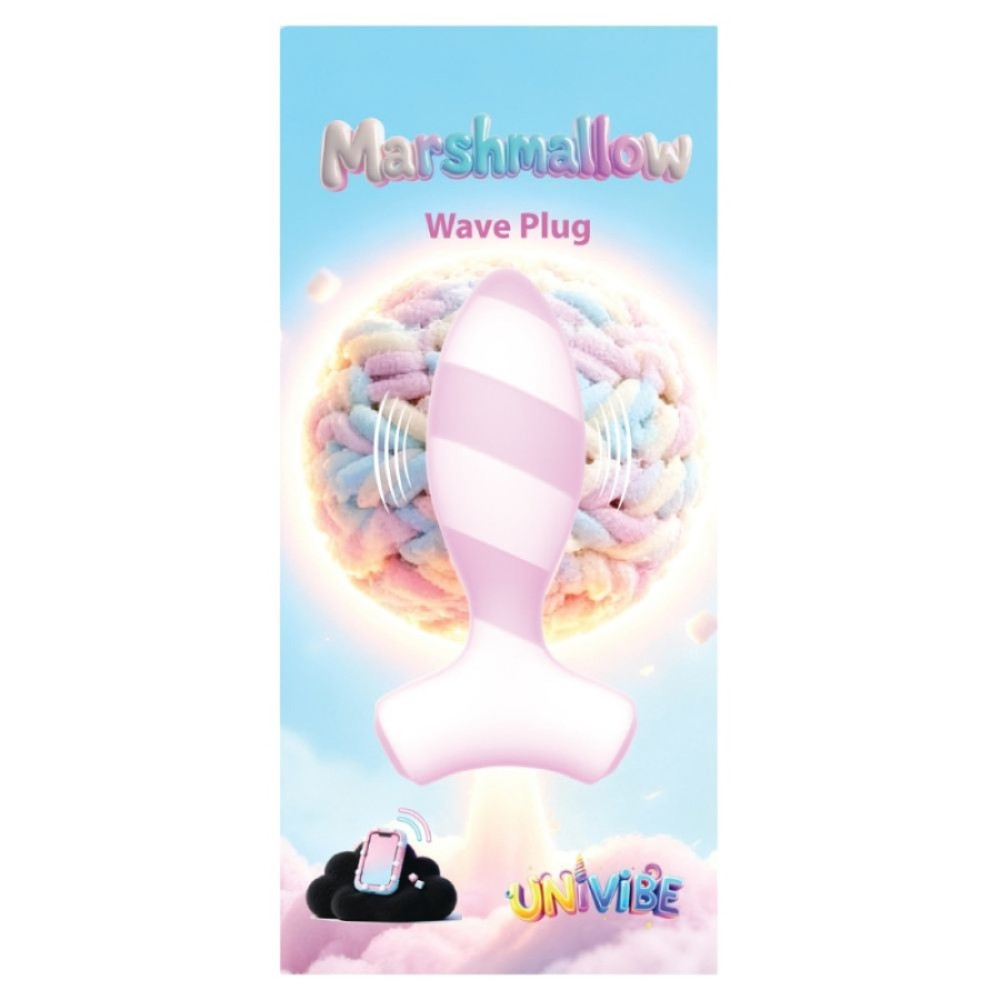 Анальный вибратор с приложением Univibe Marshmallow Wave Plug светло-розовый, 11.3 х 5.8 см фото №0 — секс игрушки: Украина, NO TABOO