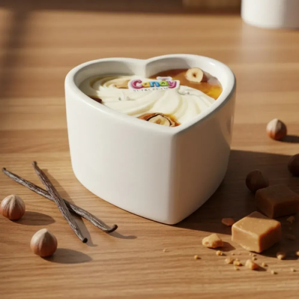 Массажная свеча с ароматом орехового крема, 70 мл, Candy Nut Cream в форме сердца, фото №4 — секс шоп Украина, NO TABOO