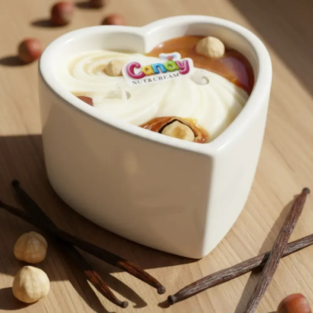 Массажная свеча с ароматом орехового крема, 70 мл, Candy Nut Cream в форме сердца, фото №6 — секс шоп Украина, NO TABOO