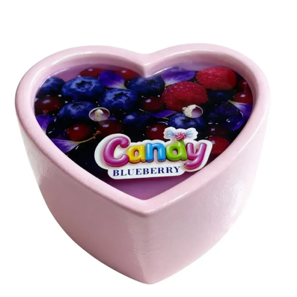 Массажная свеча с ароматом черники, 70 мл, Candy Blueberry в форме сердца, фото №0 — секс шоп Украина, NO TABOO