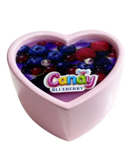 Масажна свічка з ароматом чорниці, 70 мл, Candy Blueberry у формі серця - No Taboo