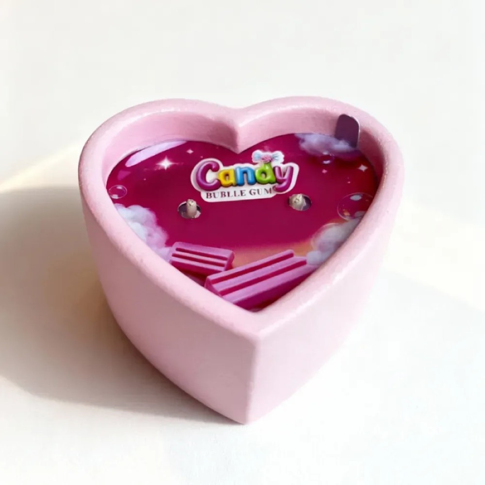 Массажная свеча с ароматом жевательной резинки, 70 мл, Candy Bubble Gum в форме сердца, фото №13 — секс шоп Украина, NO TABOO