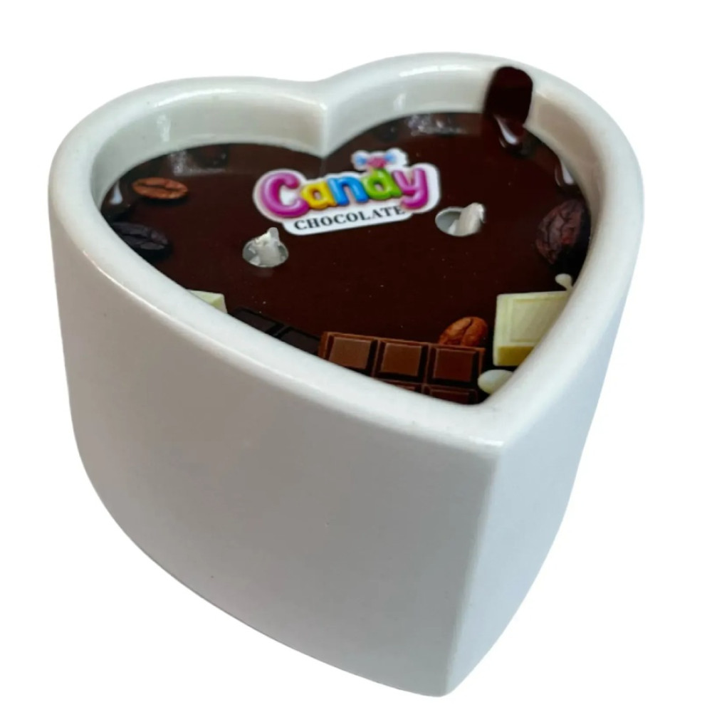 Массажная свеча с ароматом шоколада, 70 мл, Candy Chocolate в форме сердца, фото №4 — секс шоп Украина, NO TABOO