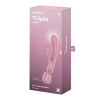 Двухсторонний вибратор-кролик и микрофон Satisfyer Triple Lover, силиконовый, розовый, 23.7 х 4.8 см фото №2 — секс игрушки: Украина, NO TABOO