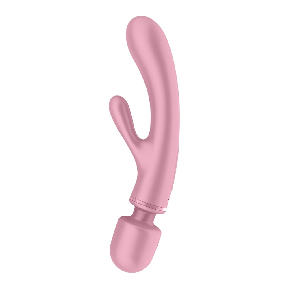Двухсторонний вибратор-кролик и микрофон Satisfyer Triple Lover, силиконовый, розовый, 23.7 х 4.8 см фото №3 — секс игрушки: Украина, NO TABOO
