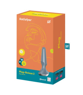 Анальный вибратор Satisfyer Plug-ilicious 2 с приложением, серая, 13.5 х 4 см - No Taboo