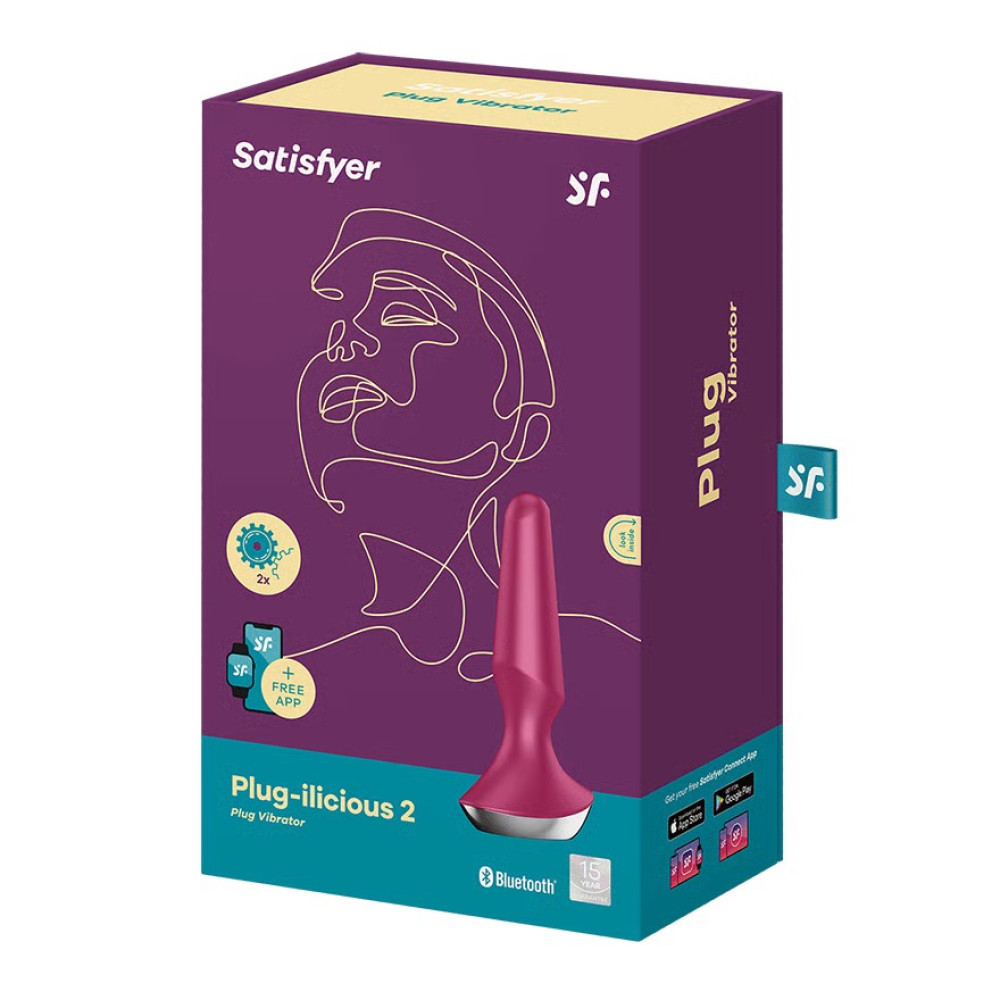Анальный вибратор Satisfyer Plug-ilicious 2 с приложением, бордовый, 13.5 х 4 см фото №2 — секс игрушки: Украина, NO TABOO