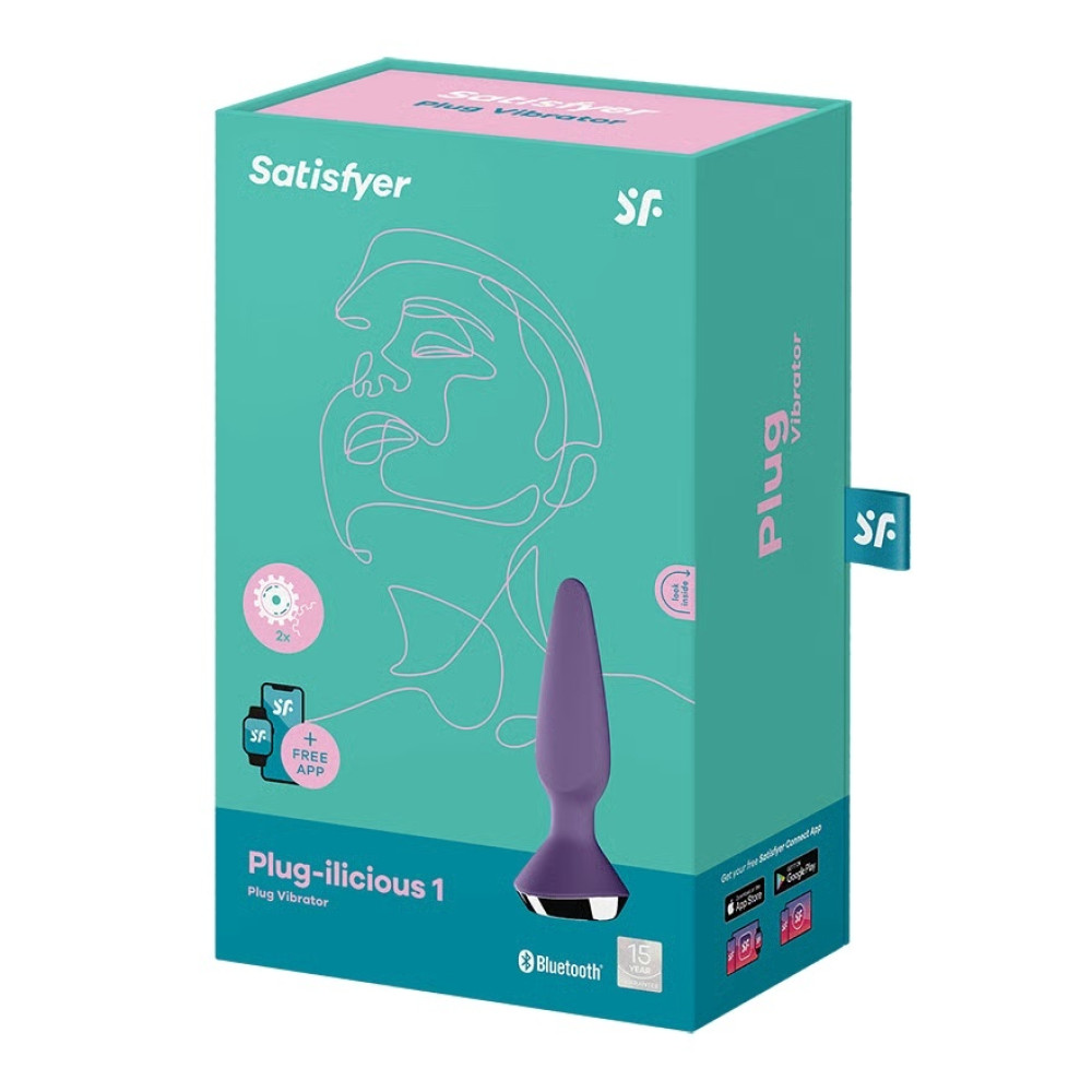 Анальный вибратор Satisfyer Plug-ilicious 1 с приложением, фиолетовый, 13.5 х 4.3 см фото №2 — секс игрушки: Украина, NO TABOO