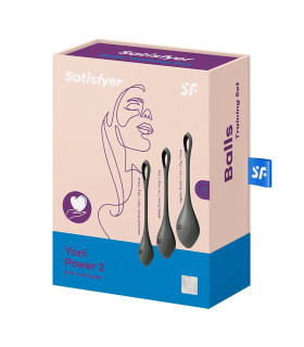 Набор вагинальных шариков Satisfyer Yoni Power 2, черные, 3 шт - No Taboo