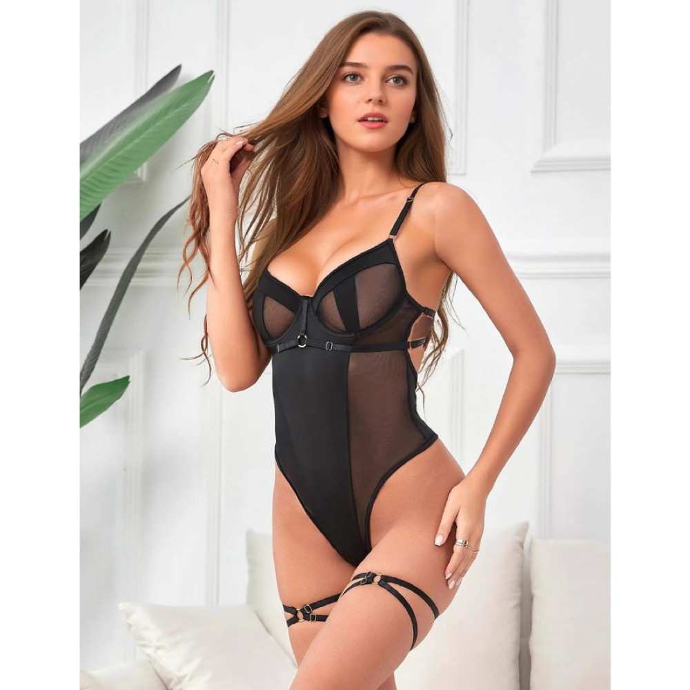Боди с доступом Star Night с подтяжками, черное, XS-S, фото №3 — секс шоп Украина, NO TABOO