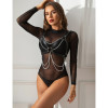 Портупея на грудь Star Night из искусственной кожи с цепочками, черная, One Size, фото №1 — секс шоп Украина, NO TABOO