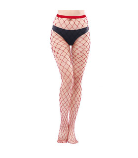Колготки Star Night крупная сетка, красные, XS-M - No Taboo