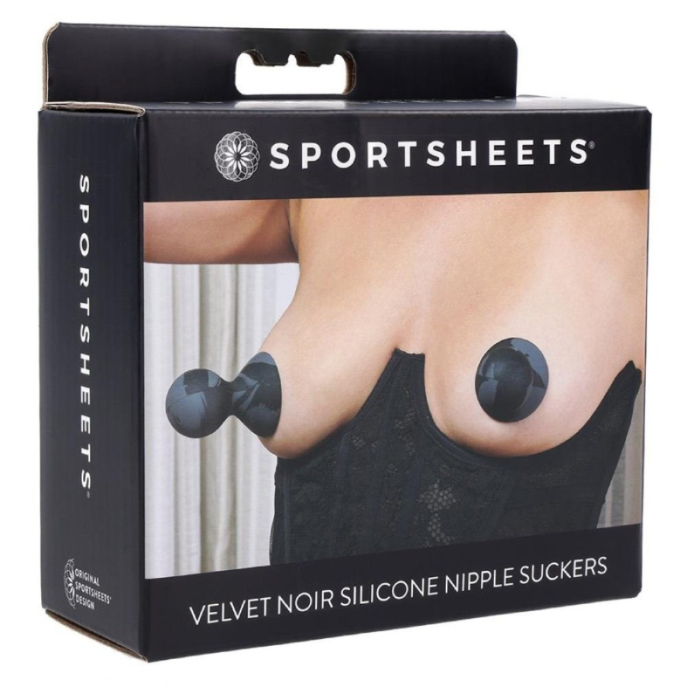 Вакуумные присоски на соски Sportsheets Velvet Noir, силиконовые, черные, 7.3 х 5 см фото №0 — секс игрушки: Украина, NO TABOO