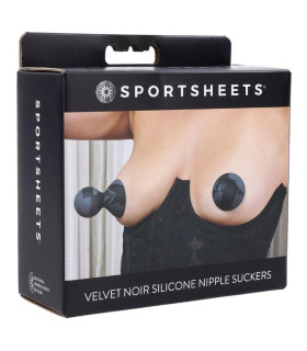 Вакуумные присоски на соски Sportsheets Velvet Noir, силиконовые, черные, 7.3 х 5 см - No Taboo