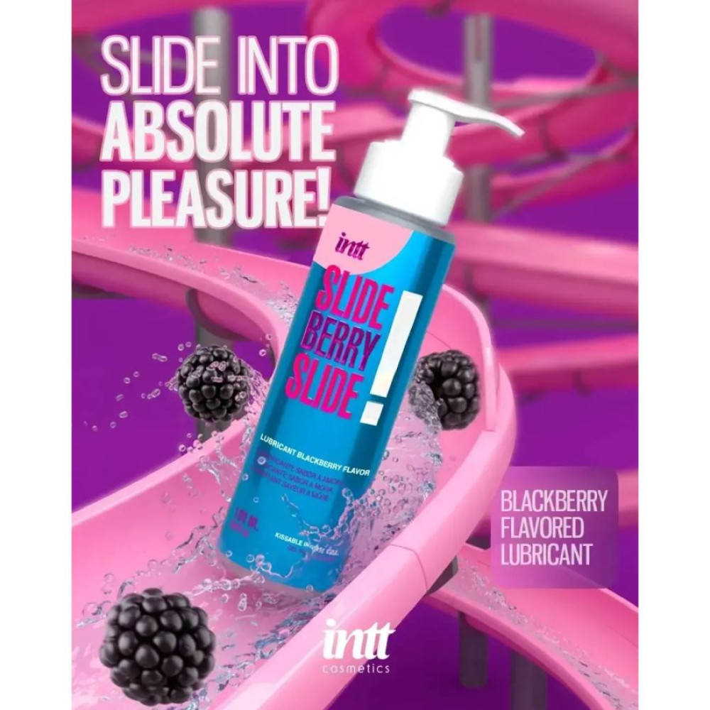 Съедобный лубрикант со вкусом ежевики Intt Slide Berry Slide! на водной основе, 100 мл, фото №3 — секс шоп Украина, NO TABOO
