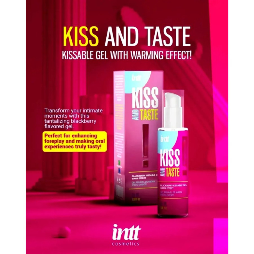 Їстівний зігріваючий лубрикант INTT Kiss and Taste Blackberry зі смаком ожини, 55 мл, фото №3 — секс шоп Україна, NO TABOO