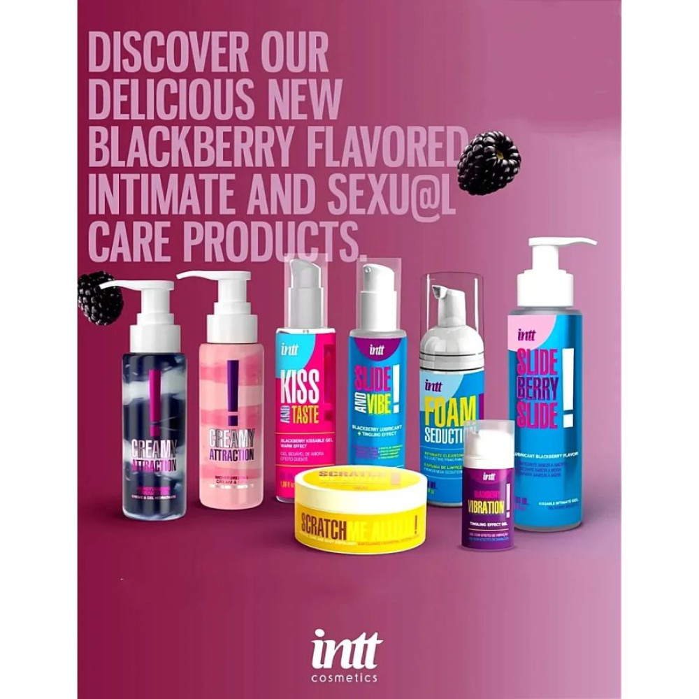 Їстівний зігріваючий лубрикант INTT Kiss and Taste Blackberry зі смаком ожини, 55 мл, фото №5 — секс шоп Україна, NO TABOO