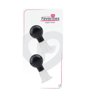 Вакуумные помпы на соски Dreamtoys черно-белые, 6.7 х 3 см - No Taboo