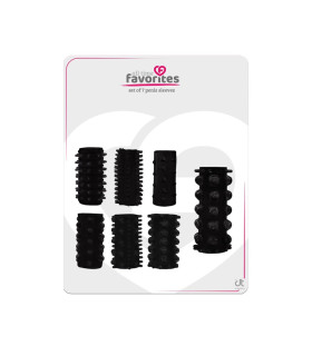 Набір насадок на пеніс Dreamtoys All Time Favorites з різними текстурами, чорний, 7 шт - No Taboo