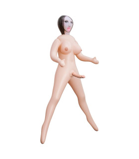 Секс-кукла NMC Lusting Trans с двумя отверстиями и фаллоимитатором, бежевая, 165 см - No Taboo